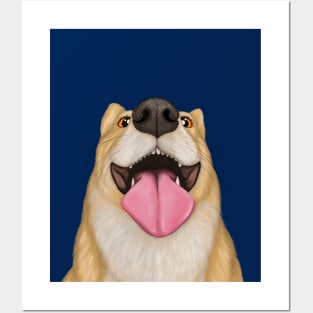 Goofy corgi dog portrait Posters and Art